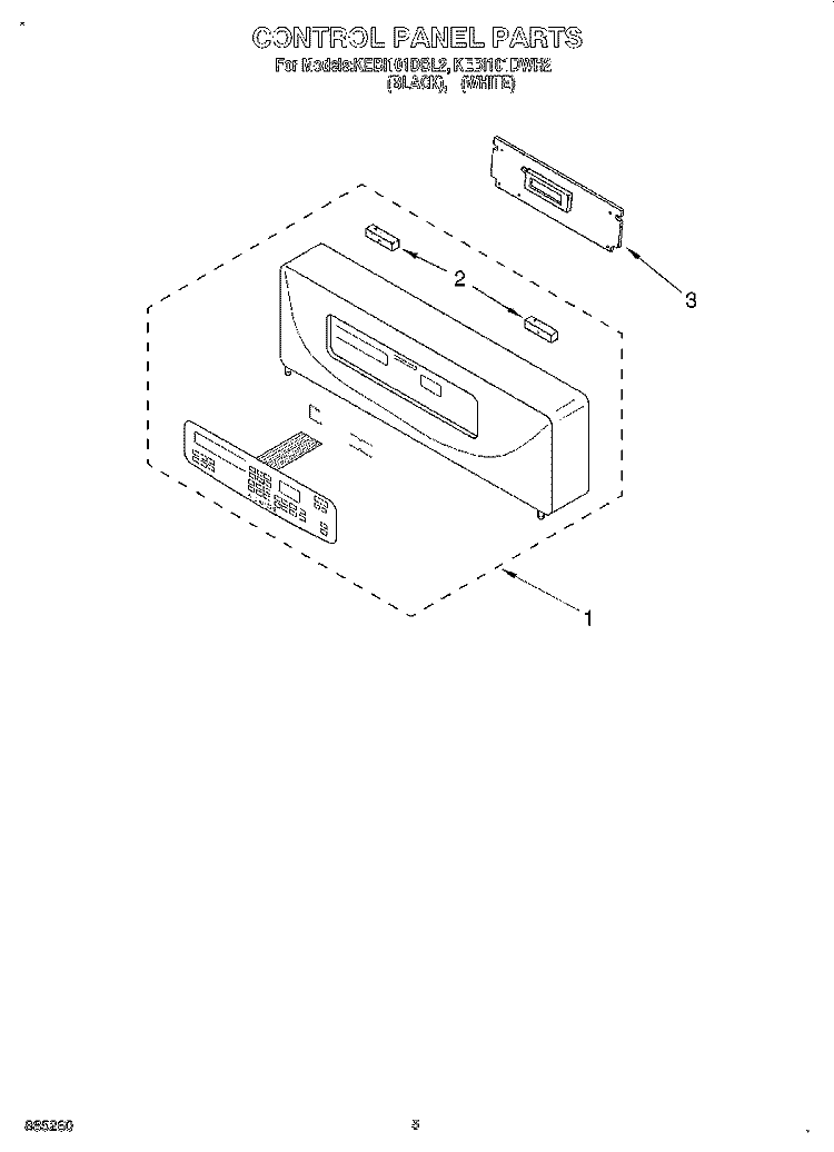 CONTROL PANEL, LITERATURE Diagram and Parts List for KEBI101DBL2  KitchenAid Wall Oven