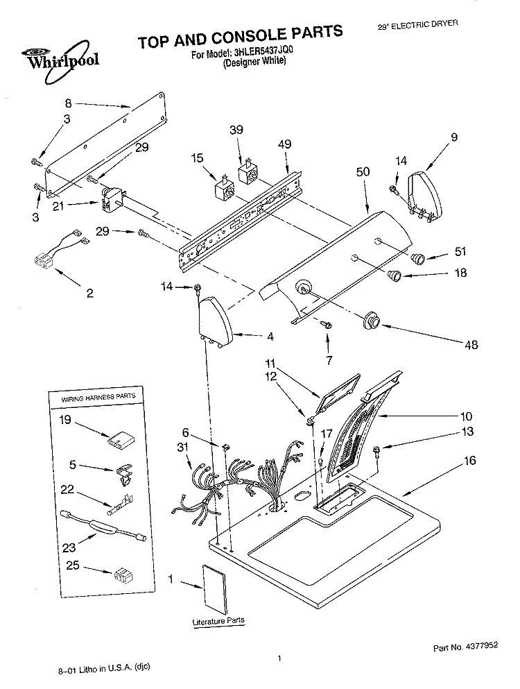 SECTION Diagram and Parts List for 3HLER5437JQ0  Whirlpool Dryer