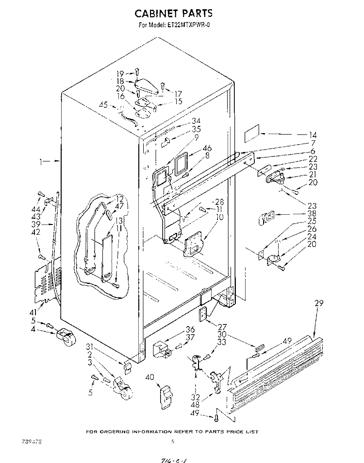 CABINET Diagram and Parts List for ET22MTXPWR0  Whirlpool Refrigerator