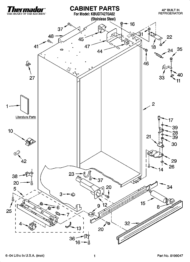 CABINET PARTS Diagram and Parts List for KBUDT4270A02  KitchenAid Refrigerator