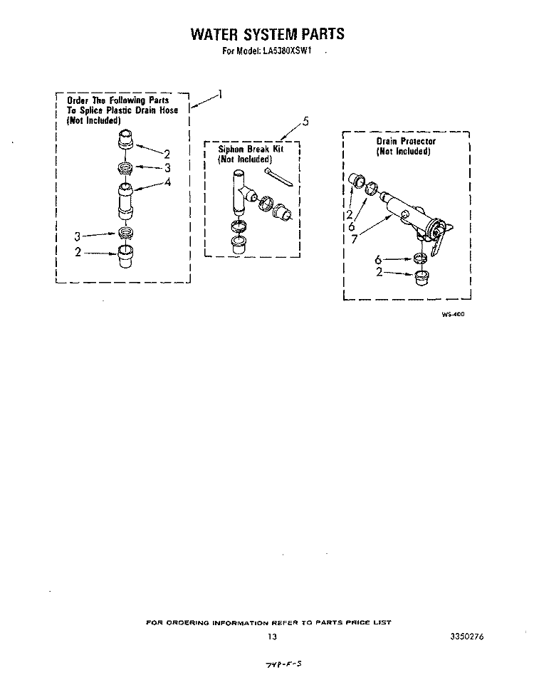 WATER SYSTEM Diagram and Parts List for LA5380XSW1  Whirlpool Washer