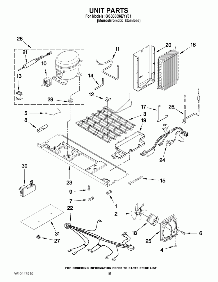 UNIT PARTS Diagram and Parts List for GSS30C6EYY01  Whirlpool Refrigerator