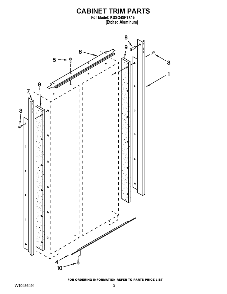 CABINET TRIM PARTS Diagram and Parts List for KSSO48FTX15  KitchenAid Refrigerator