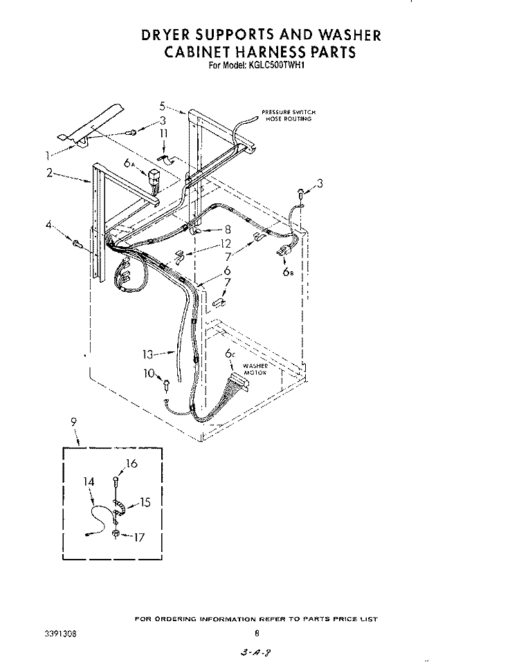 DRYER SUPPORTS AND WASHER CABINET H Diagram and Parts List for KGLC500TAL1  KitchenAid Washer Dryer Combo
