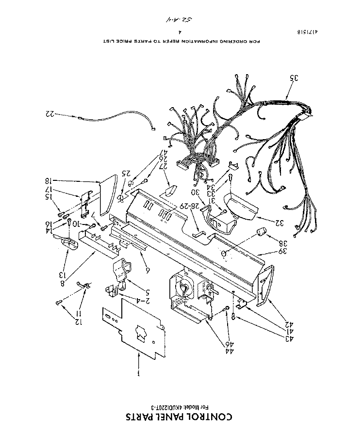 CONTROL PANEL , LITERATURE AND OPTIONAL Diagram and Parts List for 4KUDI220T3  KitchenAid Dishwasher