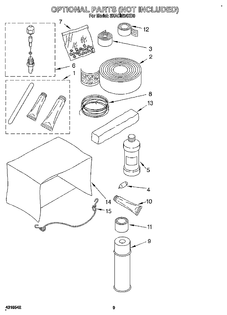 OPTIONAL Diagram and Parts List for 3XACM24XD0  Whirlpool Air Conditioner