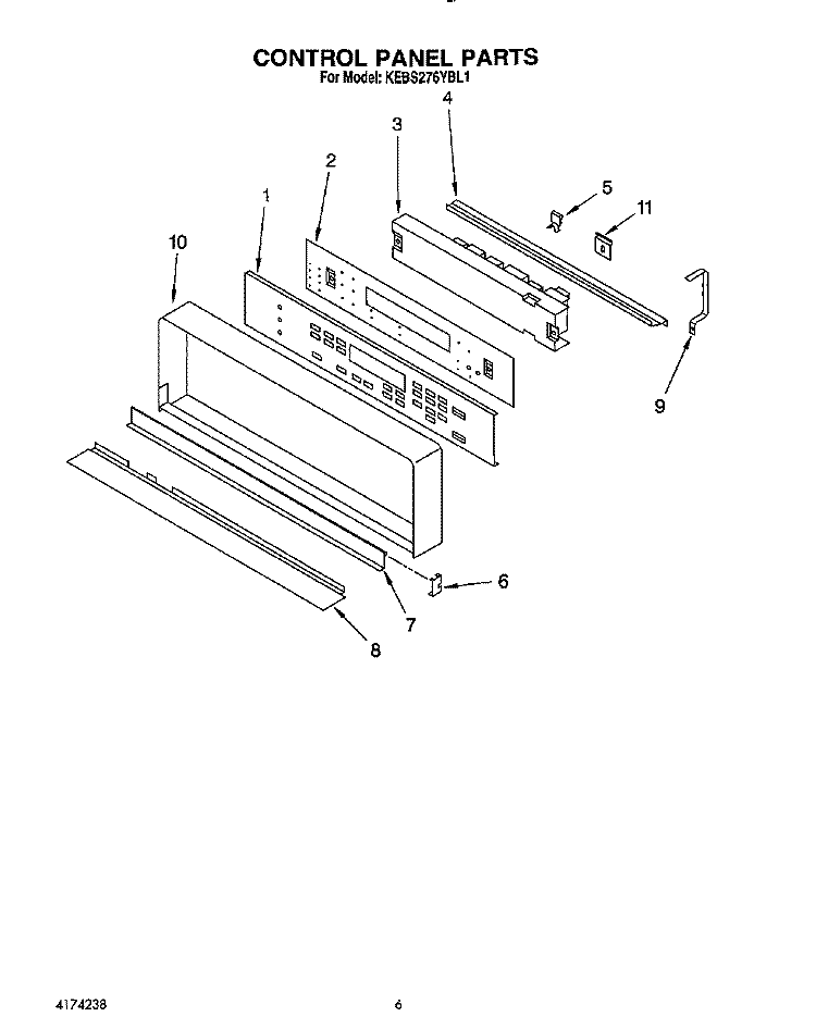 CONTROL PANEL, LIT/OPTIONAL Diagram and Parts List for KEBS276YBL1  KitchenAid Wall Oven