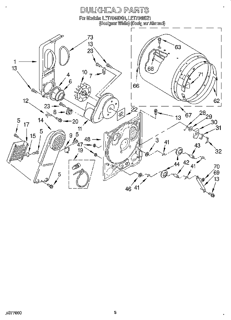 SECTION Diagram and Parts List for LET7848DQ1  Whirlpool Dryer
