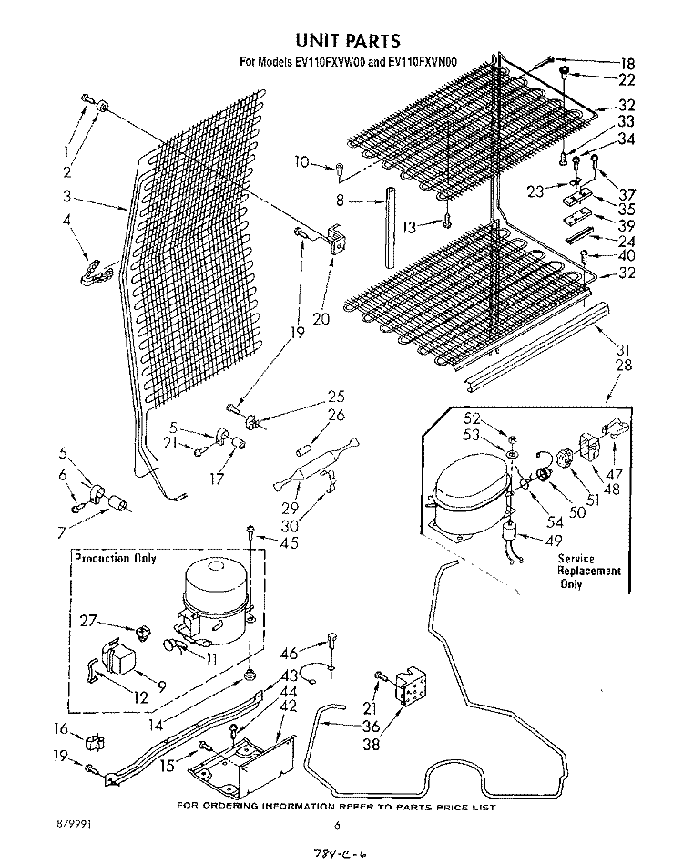UNIT Diagram and Parts List for EV110FXVW00  Whirlpool Freezer