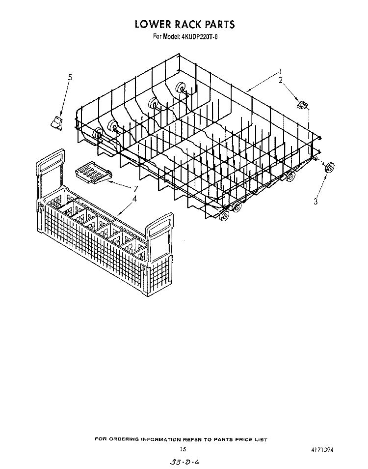 LOWER RACK Diagram and Parts List for 4KUDP220T0  KitchenAid Dishwasher