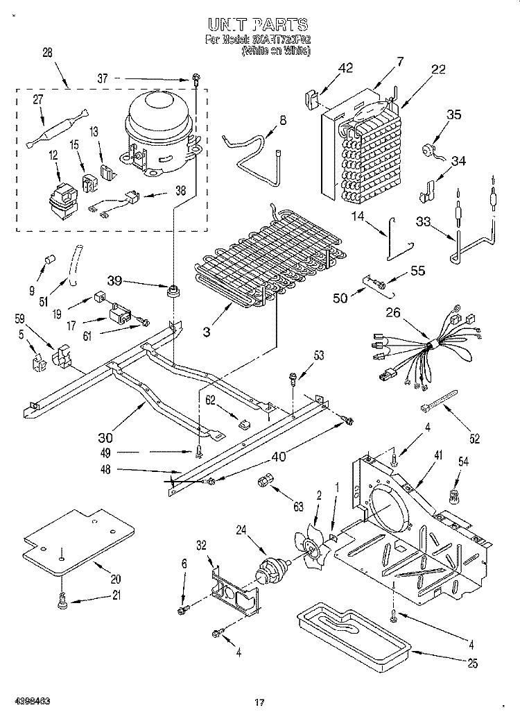 UNIT Diagram and Parts List for 3XART720F02  Whirlpool Refrigerator