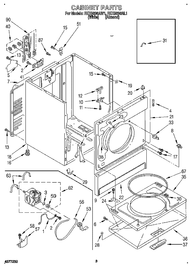 SECTION Diagram and Parts List for REX5636AL1  Roper Dryer