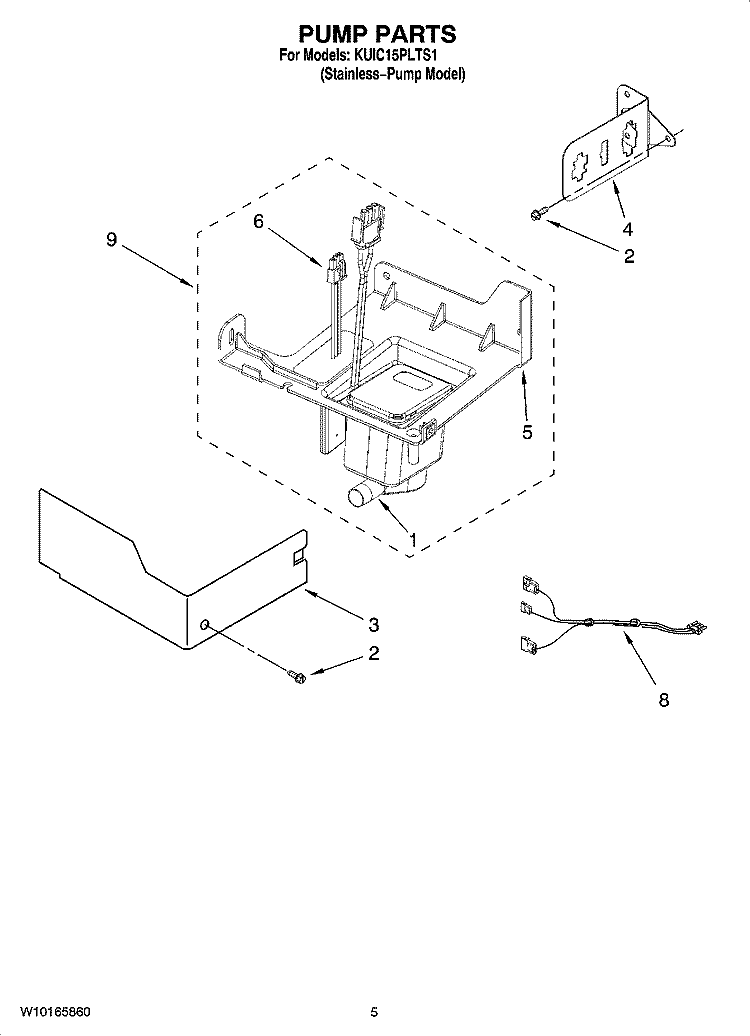PUMP PARTS Diagram and Parts List for KUIC15PLTS1  KitchenAid Ice Maker