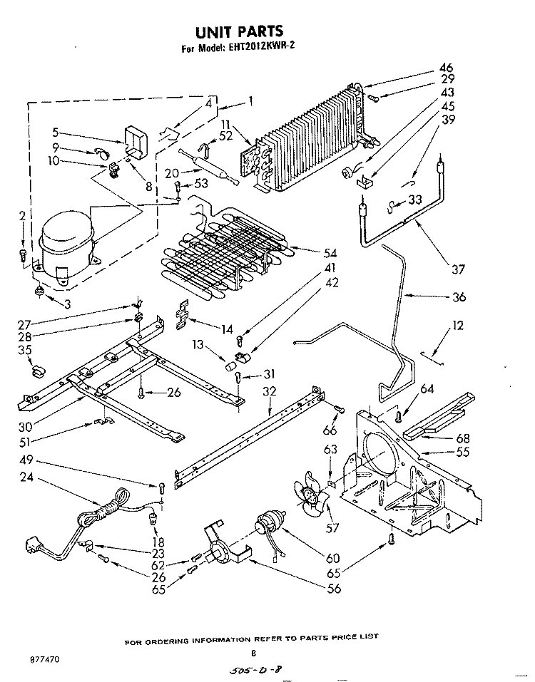 UNIT Diagram and Parts List for EHT201ZKWR2  Whirlpool Refrigerator