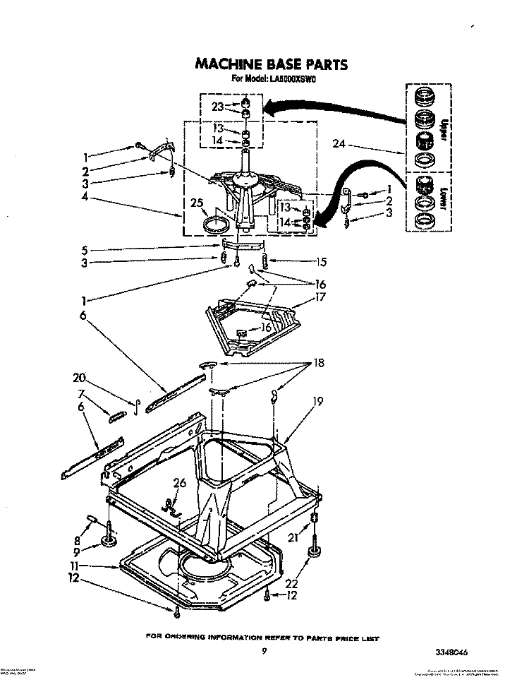 MACHINE BASE Diagram and Parts List for LA6000XSW0  Whirlpool Washer