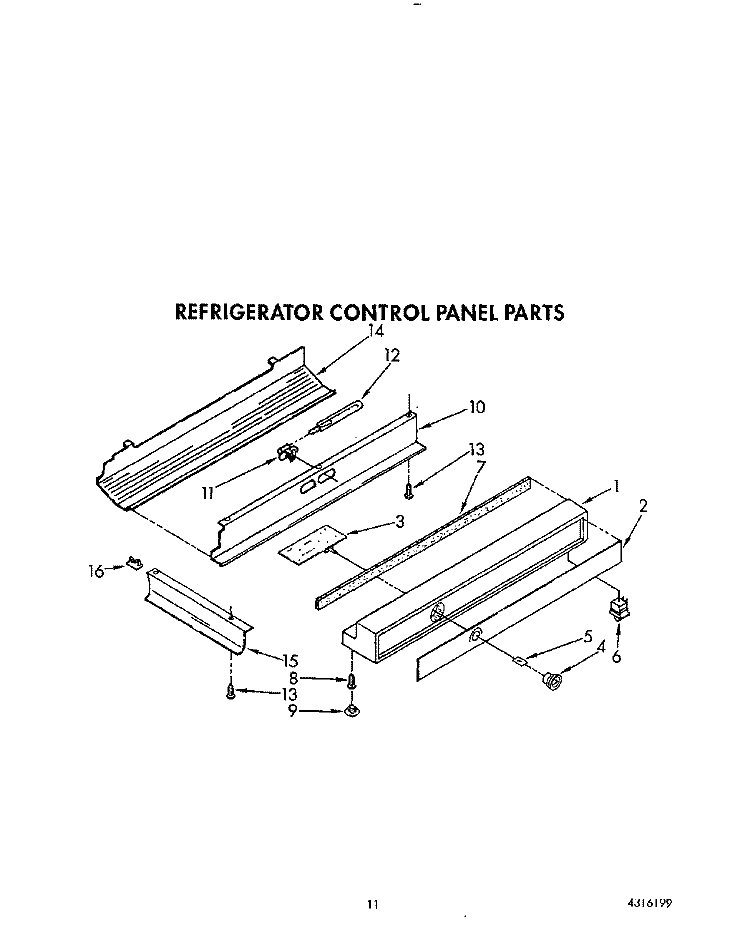 REFRIGERATOR CONTROL PANEL Diagram and Parts List for KSSS48DWW00  KitchenAid Refrigerator