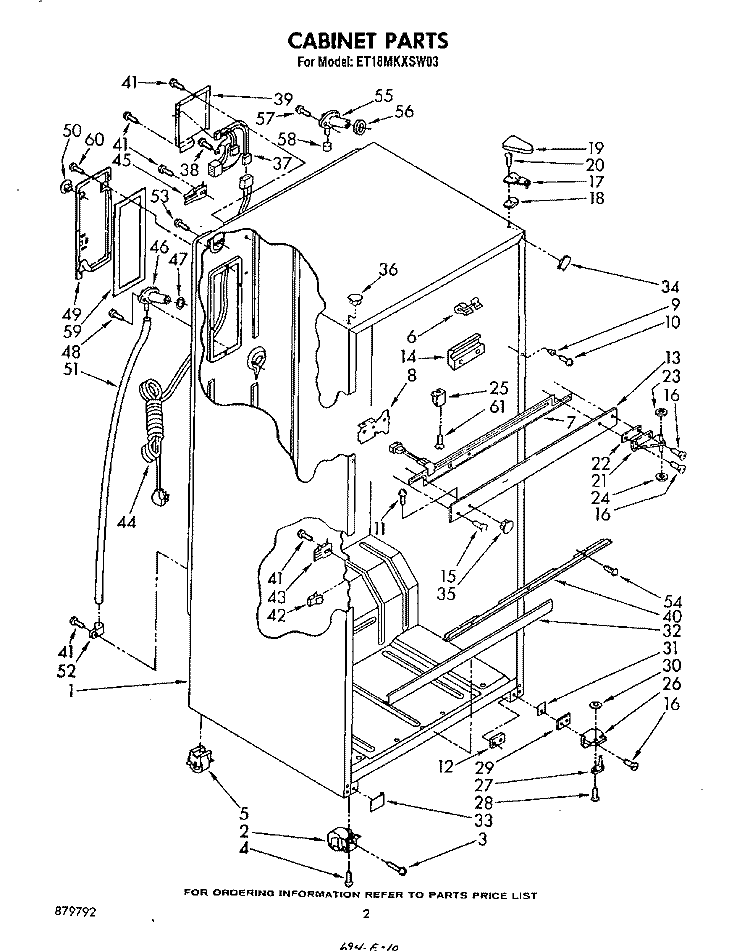CABINET Diagram and Parts List for ET18MKXSW03  Whirlpool Refrigerator