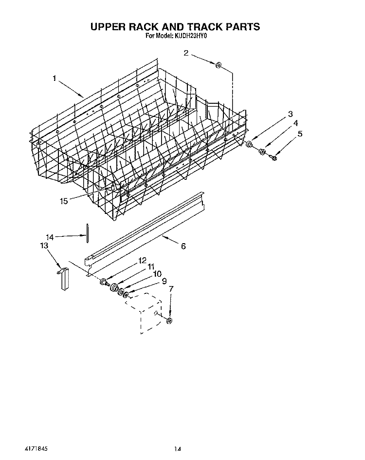 UPPER RACK AND TRACK Diagram and Parts List for KUDH23HY0  KitchenAid Dishwasher