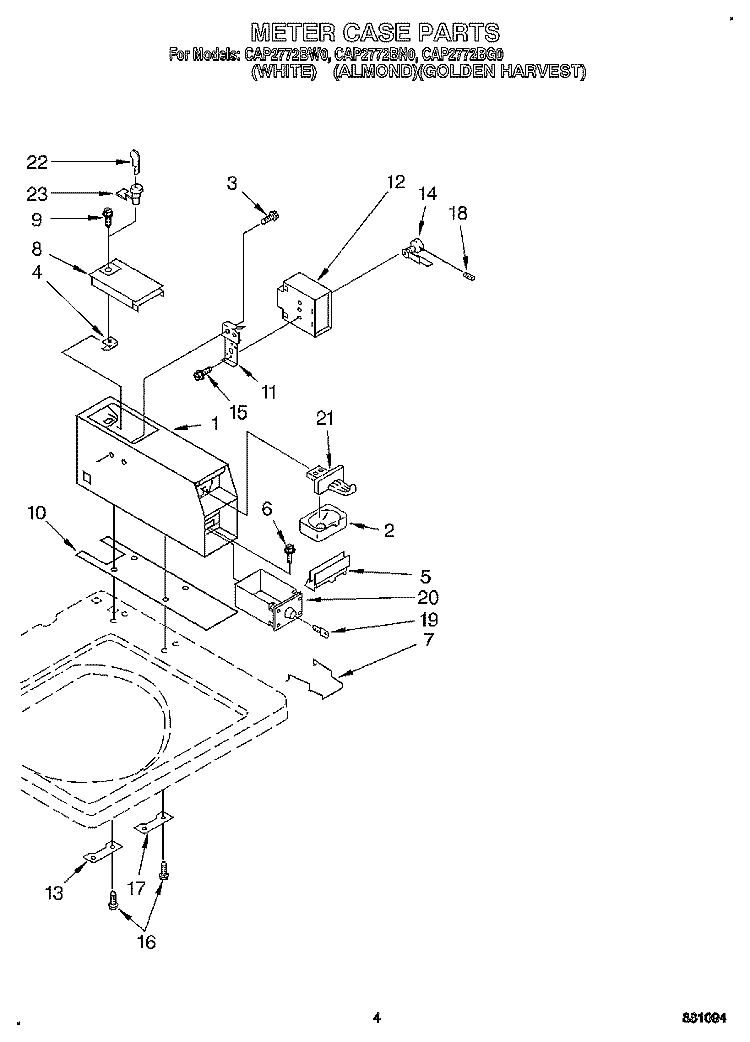 METER CASE Diagram and Parts List for CAP2772BN0  Whirlpool Washer