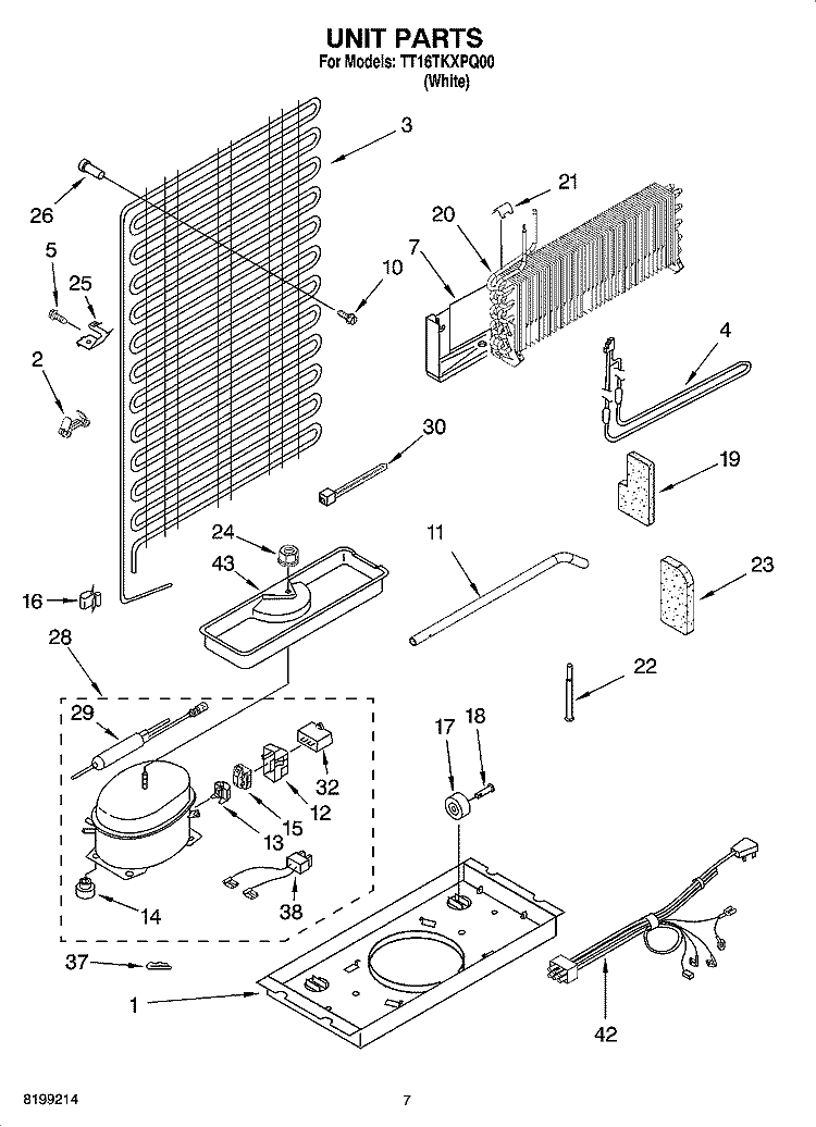 UNIT PARTS Diagram and Parts List for TT16TKXPQ00  Estate Refrigerator