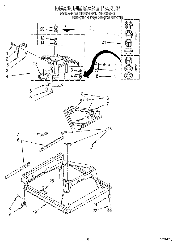MACHINE BASE Diagram and Parts List for LSR8244EQ1  Whirlpool Washer