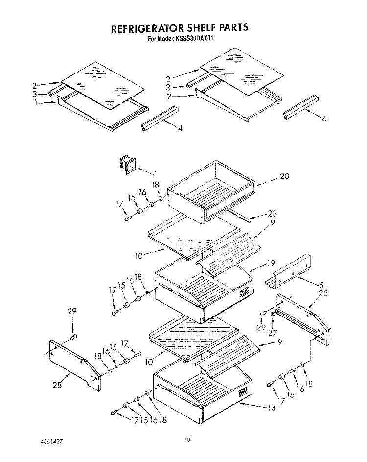 REFRIGERATOR SHELF Diagram and Parts List for KSSS36DAX01  KitchenAid Refrigerator