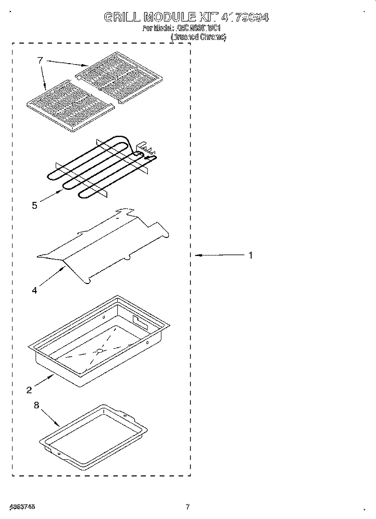 GRILL MODULE KIT 4179094, LIT/OPTIONAL Diagram and Parts List for KECM860TBC1  KitchenAid Cooktop