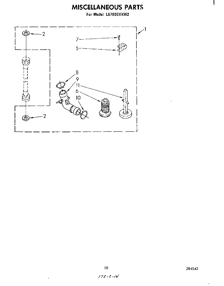 MISCELLANEOUS , LITERATURE AND OPTIONAL Diagram and Parts List for LA7800XKW2  Whirlpool Washer