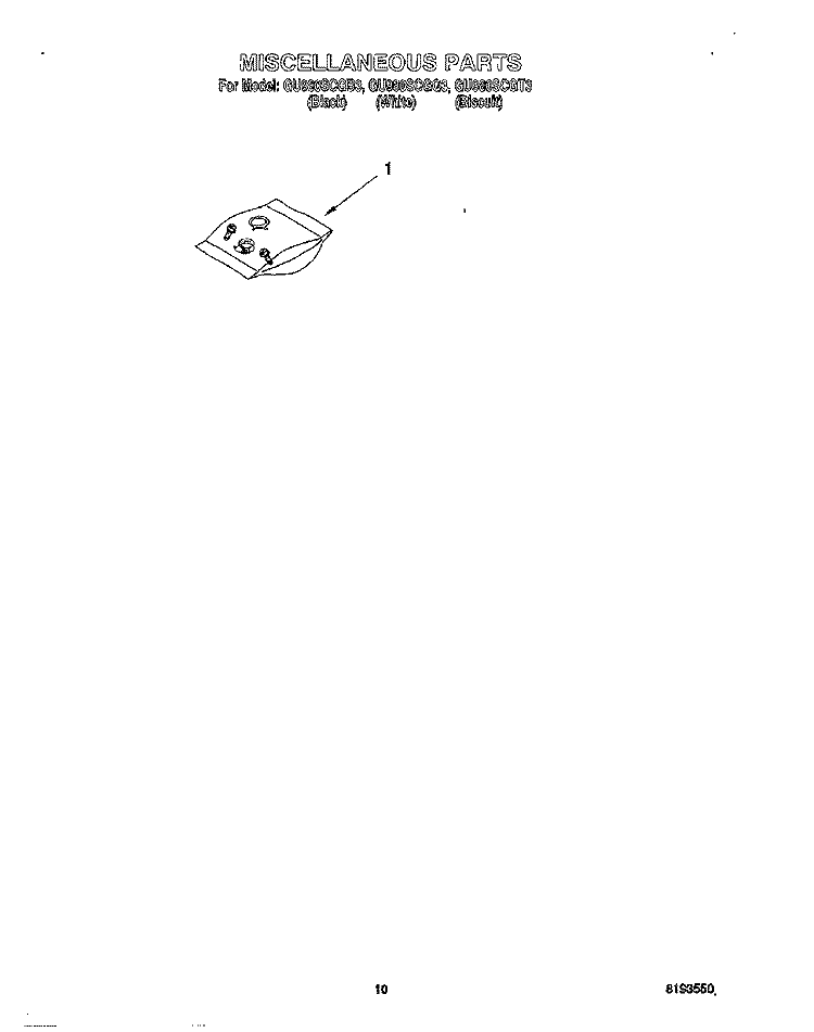 MISCELLANEOUS Diagram and Parts List for GU980SCGQ3  Whirlpool Dishwasher