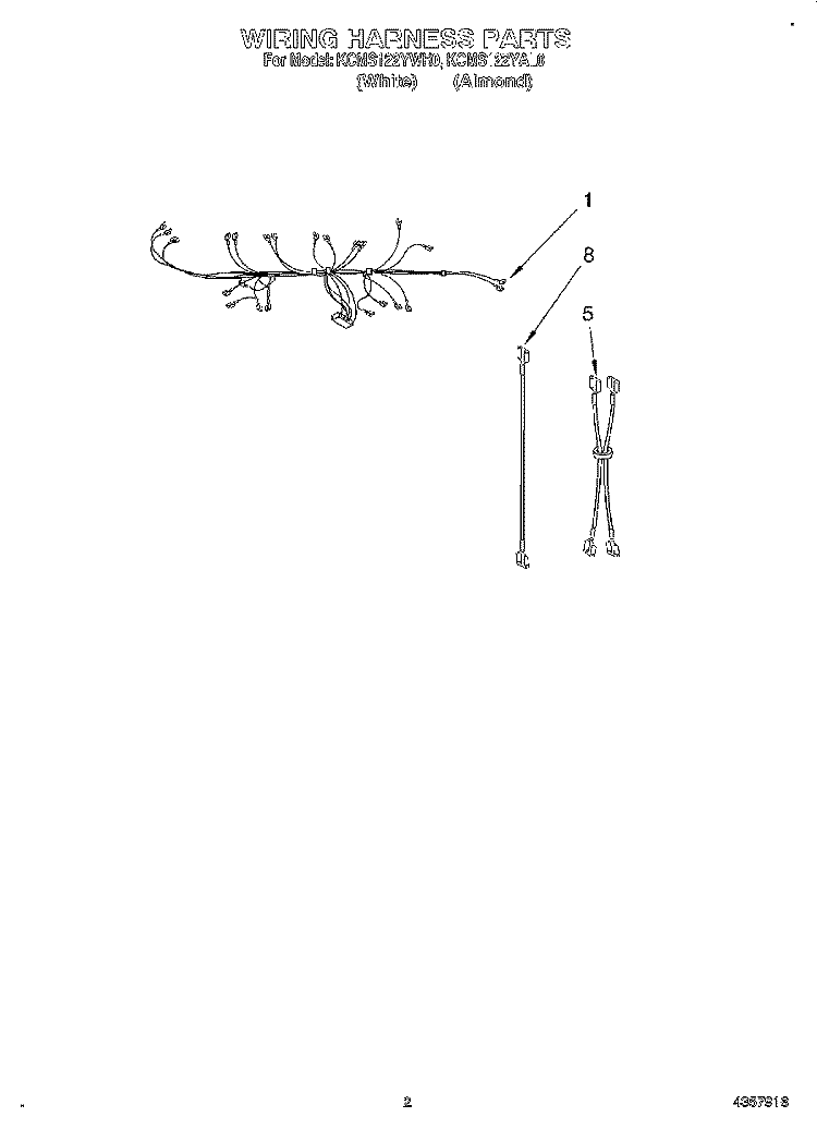 WIRING HARNESS Diagram and Parts List for KCMS122YAL0  KitchenAid Microwave