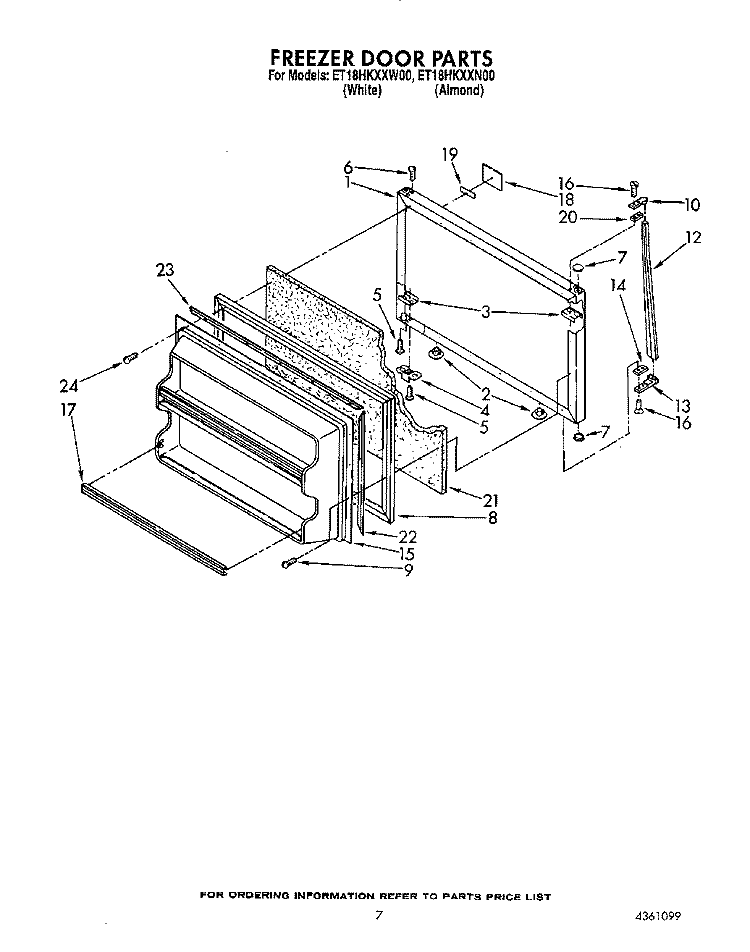 FREEZER DOOR Diagram and Parts List for ET18HKXXN00  Whirlpool Refrigerator