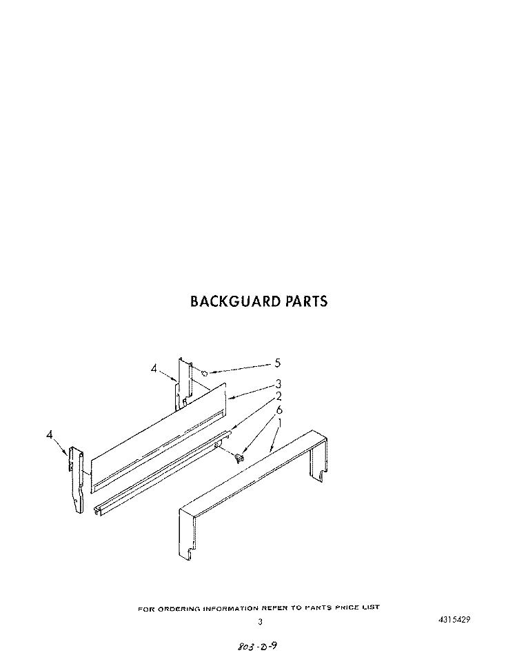 BACKGUARD Diagram and Parts List for SF302EERW5  Whirlpool Range