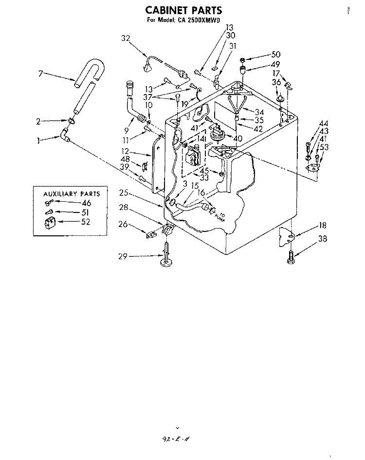 CABINET Diagram and Parts List for CA2500XMW0  Whirlpool Washer