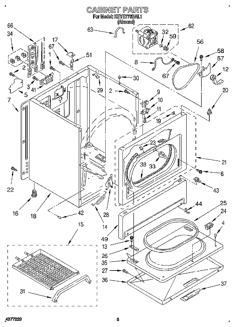 SECTION Diagram and Parts List for KEYE778BAL1  KitchenAid Dryer