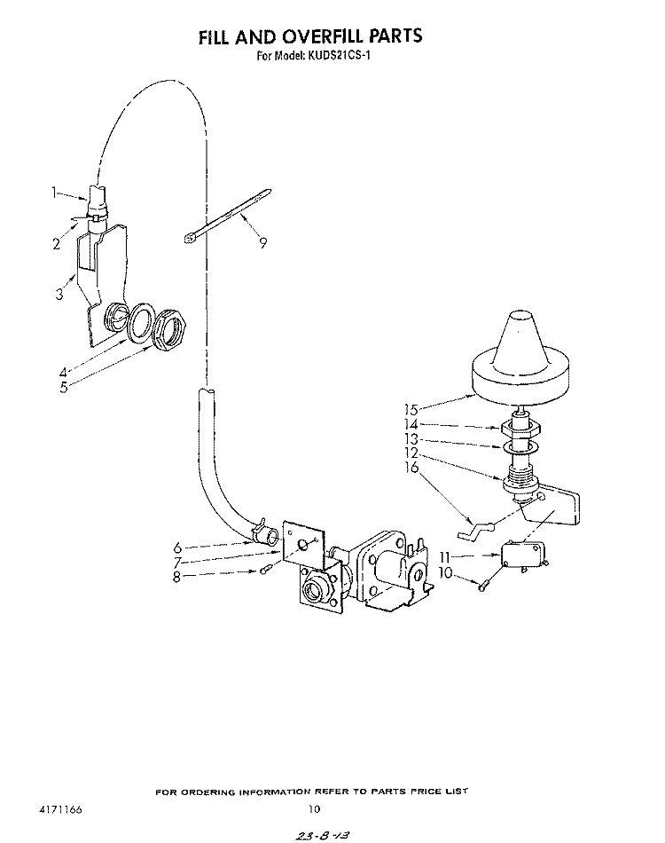 FILL AND OVERFILL Diagram and Parts List for KUDC21CS1  KitchenAid Dishwasher