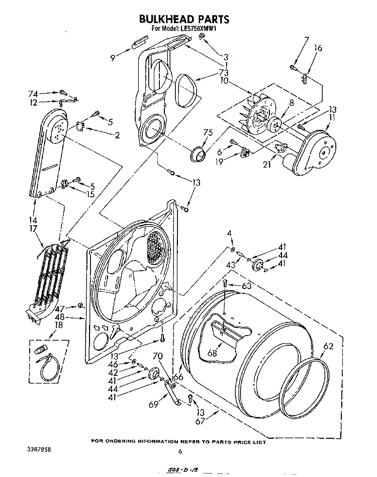 SECTION Diagram and Parts List for LE5750XMW1  Whirlpool Dryer