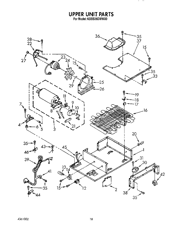 UPPER UNIT Diagram and Parts List for KSSS36DWW00  KitchenAid Refrigerator
