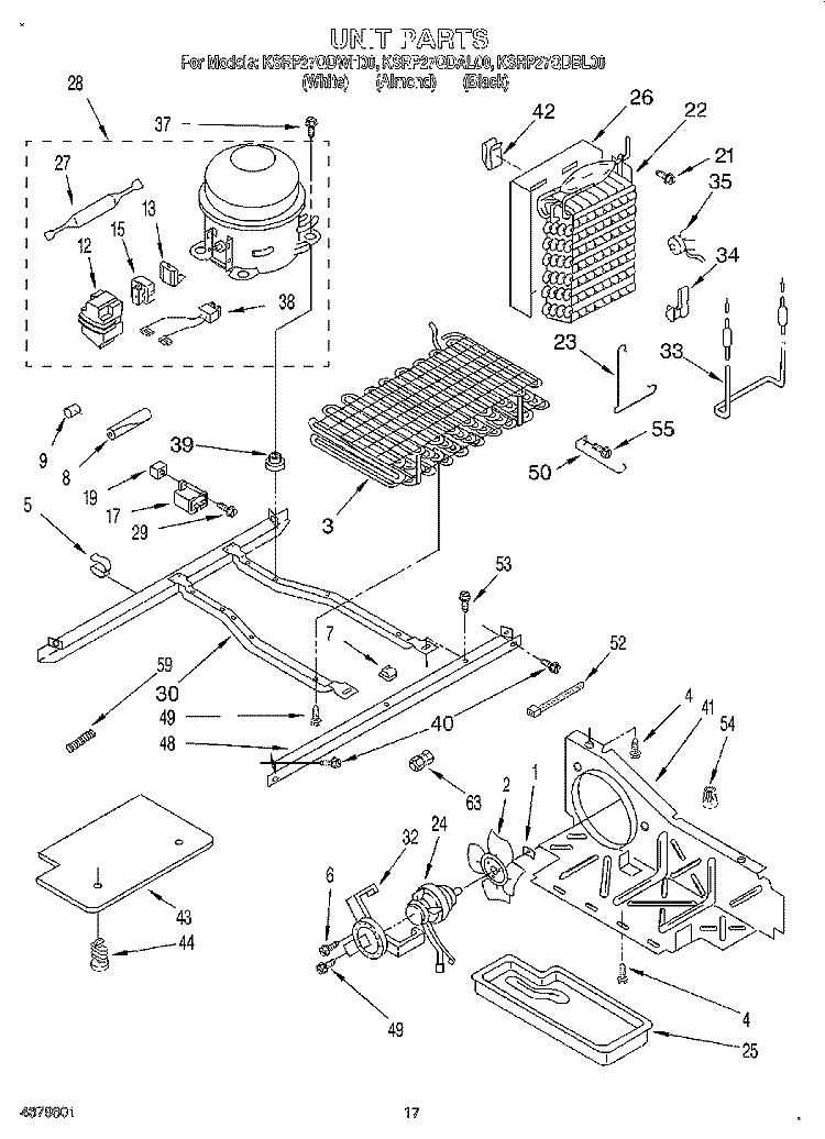 UNIT Diagram and Parts List for KSRP27QDBL00  KitchenAid Refrigerator