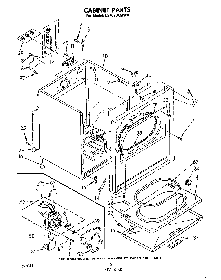 SECTION Diagram and Parts List for LE7680XMW0  Whirlpool Dryer