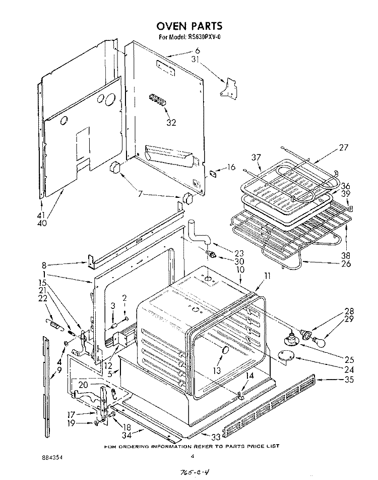 OVEN Diagram and Parts List for RS630PXV0  Whirlpool Range