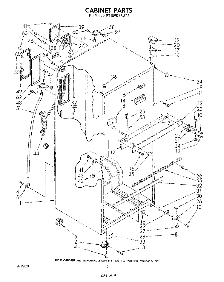 CABINET Diagram and Parts List for ET18VKXSW02  Whirlpool Refrigerator