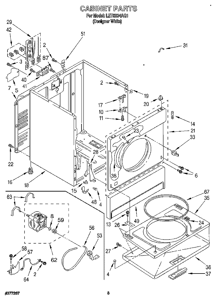 SECTION Diagram and Parts List for LET6634AQ1  Whirlpool Dryer