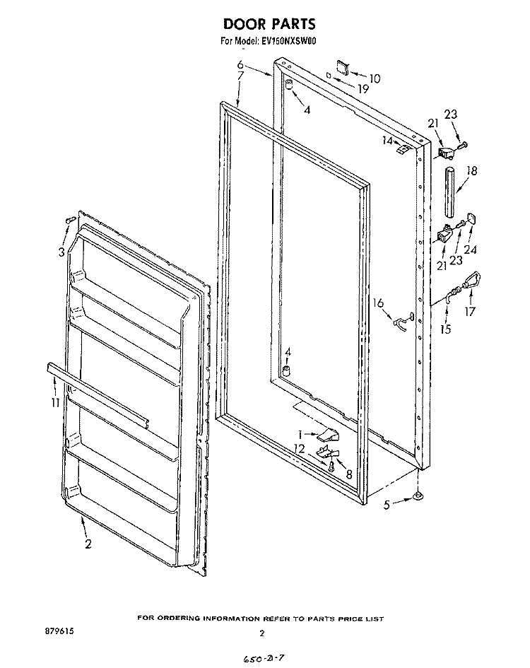 DOOR , LIT/OPTIONAL Diagram and Parts List for EV150NXSW00  Whirlpool Freezer
