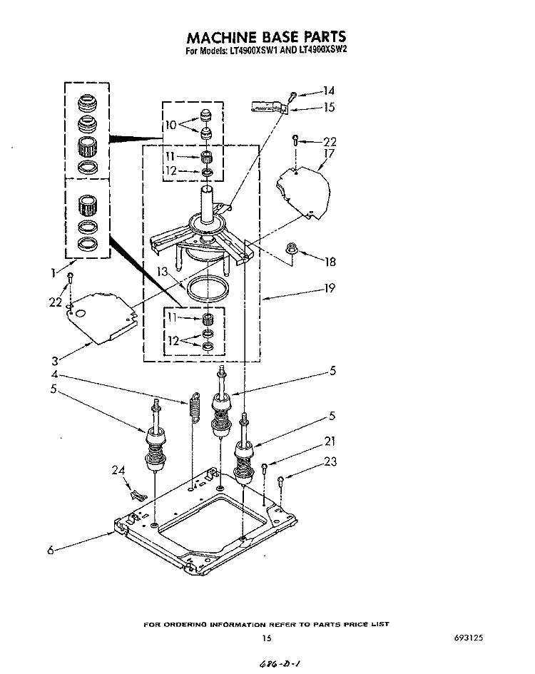 MACHINE BASE Diagram and Parts List for LT4900XSW1  Whirlpool Washer Dryer Combo