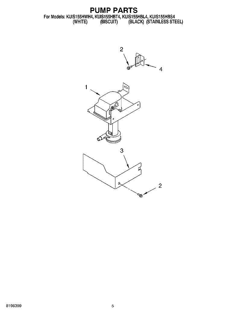 PUMP PARTS Diagram and Parts List for KUIS155HBL4  KitchenAid Ice Maker