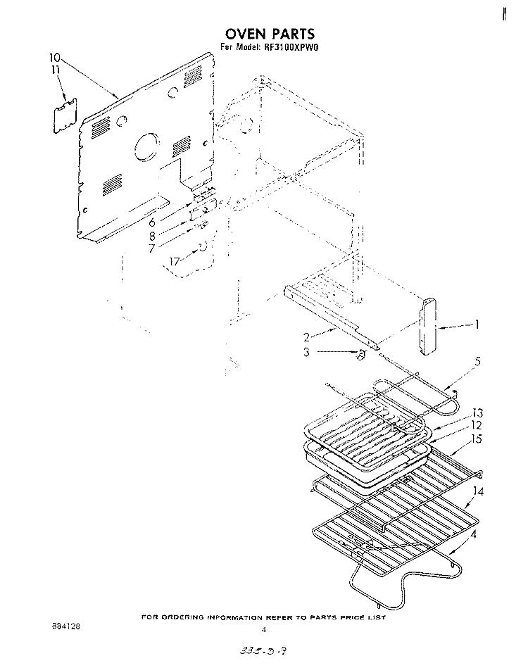 OVEN, LITERATURE AND OPTIONAL Diagram and Parts List for RF3100XPW0  Whirlpool Range