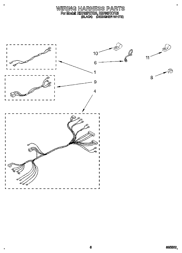 WIRING HARNESS, LIT/OPTIONAL Diagram and Parts List for RB760PXYQ5  Whirlpool Wall Oven
