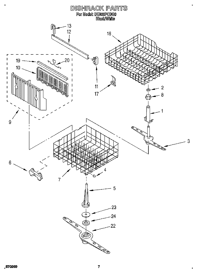 DISHRACK, LIT/OPTIONAL Diagram and Parts List for DU900PCDQ0  Whirlpool Dishwasher
