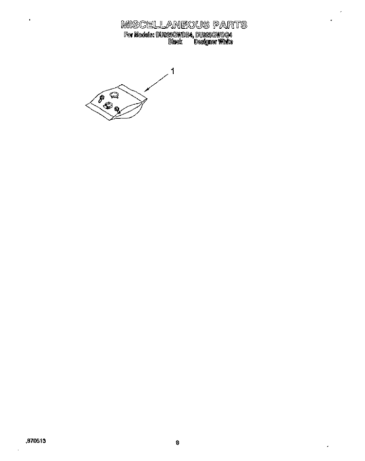 MISCELLANEOUS, LIT/OPTIONAL Diagram and Parts List for DU925QWDB4  Whirlpool Dishwasher