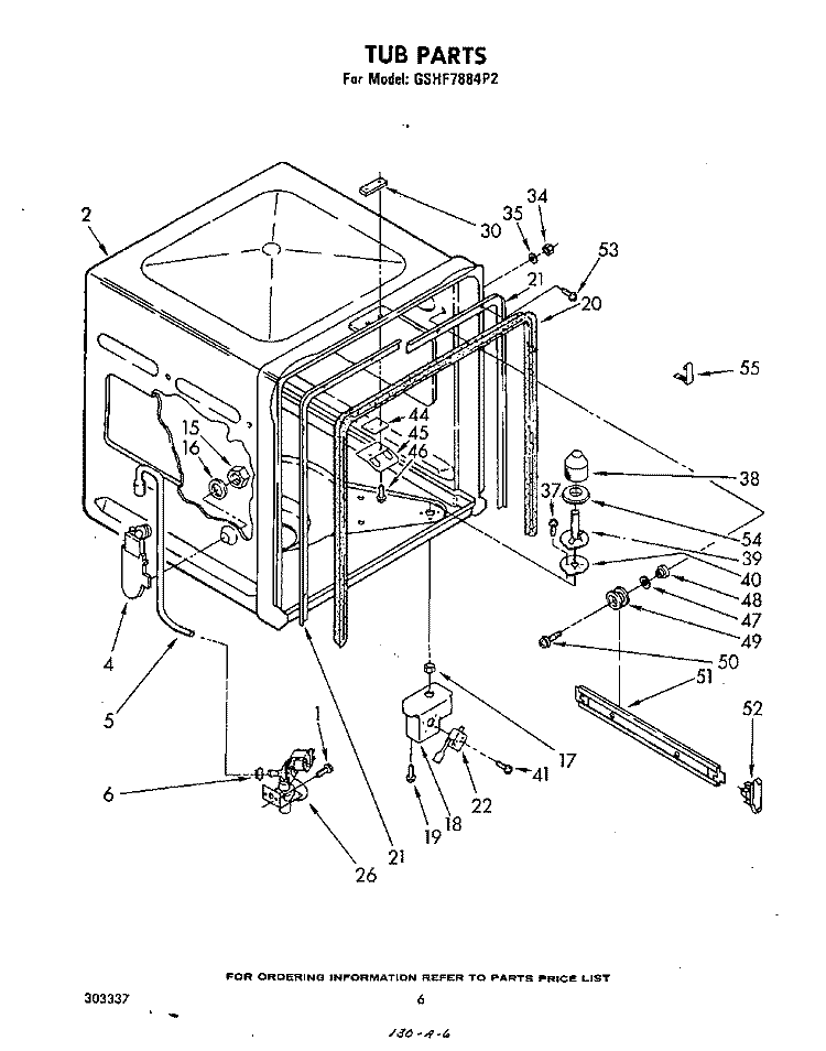 TUB, LITERATURE AND OPTIONAL Diagram and Parts List for GSHF7884P2  Whirlpool Dishwasher